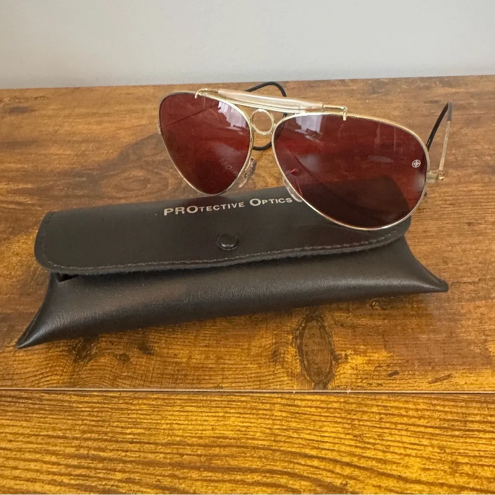 Protective Optics 70s Military Aviator‎ Plum Lens Cable Temple Sunglasses Set